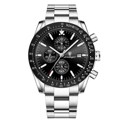 Poedagar 988 Men's Luxury Quartz Watch – Stainless Steel Band, Waterproof, Luminous, Date