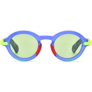 Tie-Dye Multicolour Round Polarised Acetate Sunglasses - Blue - MCROONS