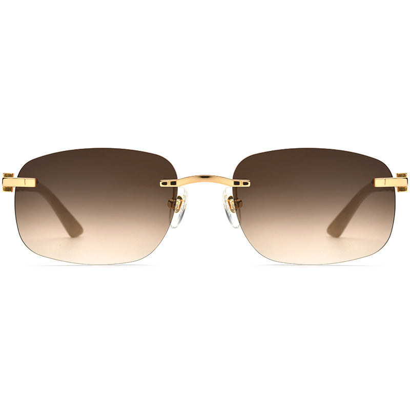 Buffalo Horn Rimless Square Sunglasses Tea - MCROONS - front view