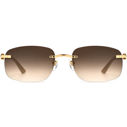 Buffalo Horn Rimless Square Sunglasses Tea - MCROONS - front view