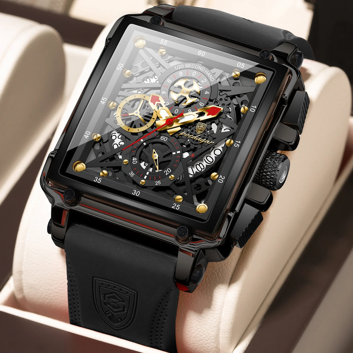 Poedagar 840 Men's Luxury Chronograph Quartz Watch – Silicone Strap, Waterproof, Luminous, Date