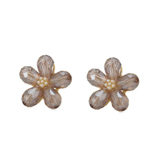 xuping Rhinestone Flower Earrings for Girls, Ladies, Crystal Hair Flower Handmade Pearl Earring