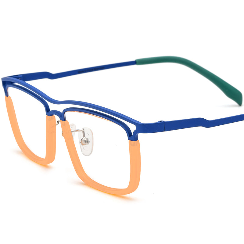 Vintage Square Acetate Titanium Optical Glasses Frame - Coral Blue - MCROONS