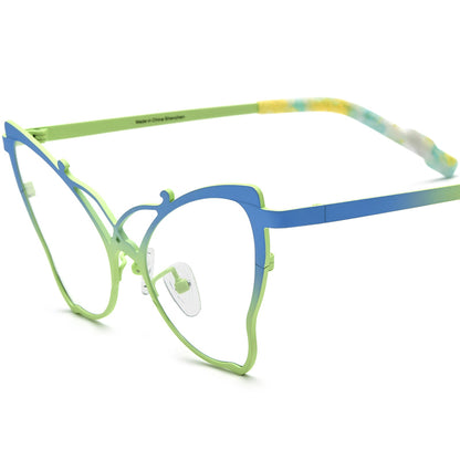 Colourful Pure Titanium Butterfly Optical Glasses Frame - Blue Green - MCROONS