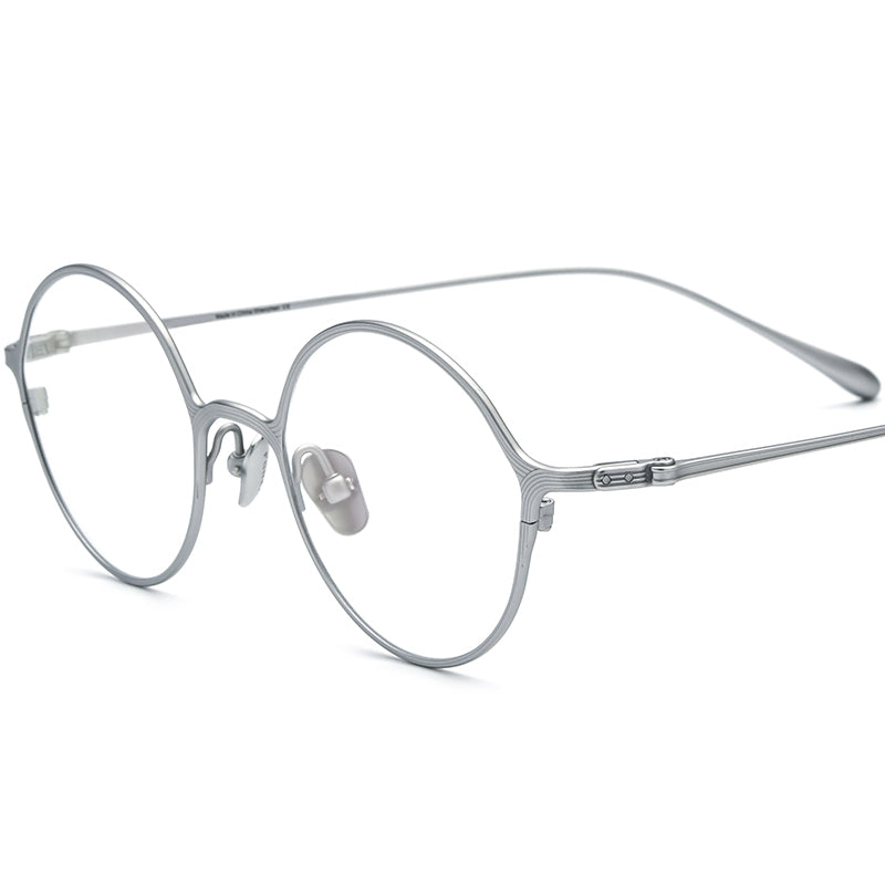 Pure Titanium Round Optical Glasses Frame - Silver - MCROONS
