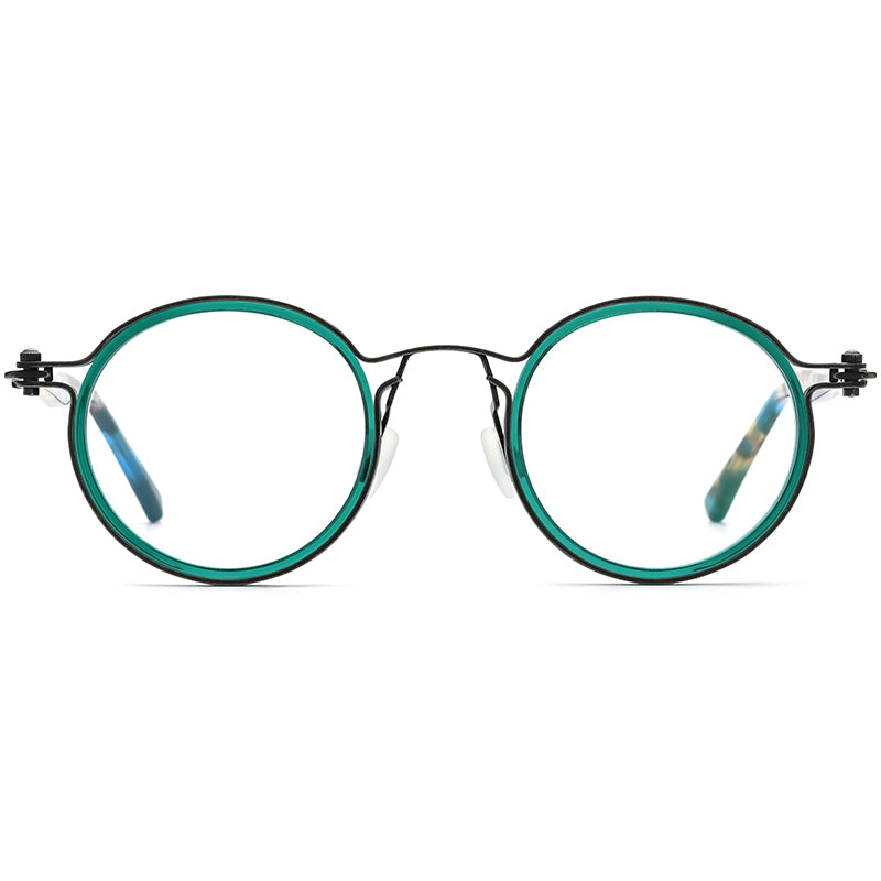 Acetate Titanium Round Optical Glasses Frame - MCROONS - front view