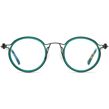 Acetate Titanium Round Optical Glasses Frame - MCROONS - front view