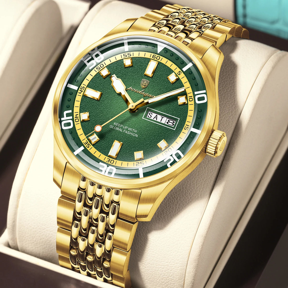 Poedagar 609 Men's Luxury Quartz Watch – Stainless Steel Band, Waterproof, Luminous, Date