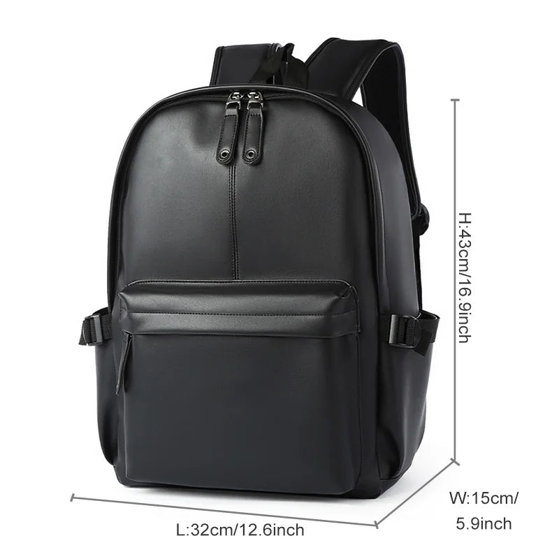 MOYYI Men's PU Leather Travel Backpack with Laptop Compartment