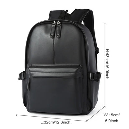 MOYYI Men's PU Leather Travel Backpack with Laptop Compartment