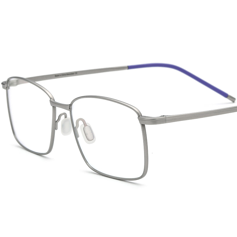 Designer Lightweight Square Titanium Glasses - Silver - MCROONS