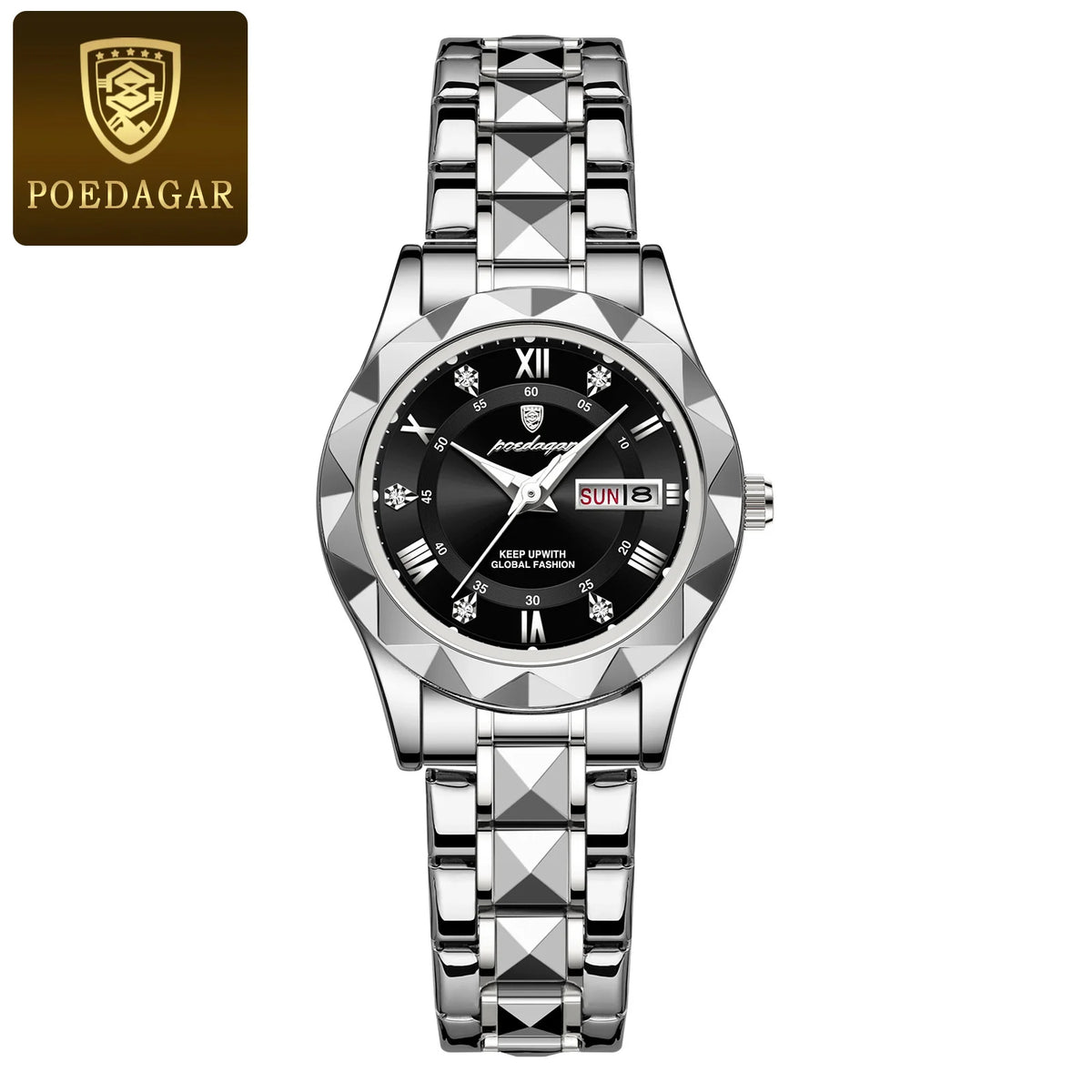 Poedagar 306 Women's Luxury Quartz Watch – Stainless Steel Band, Waterproof, Luminous, Date