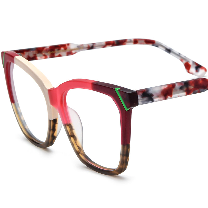 Retro Cat Eye Optical Glasses Frame Big Size - Matte Pink Red - MCROONS