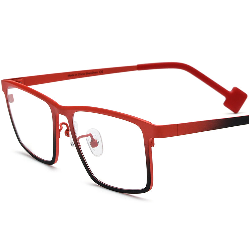 Colourful Titanium Square Optical Glasses Frame Retro - Red Gradient Black - MCROONS