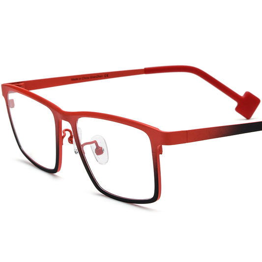 Colourful Titanium Square Optical Glasses Frame Retro - Red Gradient Black - MCROONS