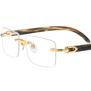Buffalo Horn Rimless Square Optical Glasses Frame - MCROONS - Random