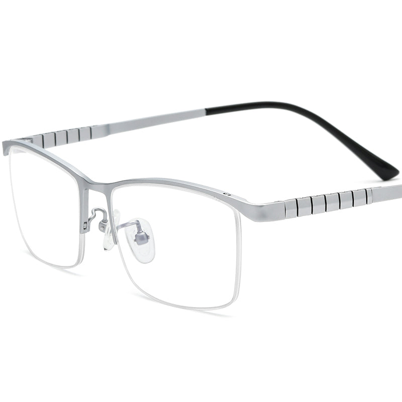 Half-Rim Square Titanium Optical Glasses Frame - MCROONS - Grey