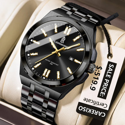 Poedagar C106 Men's Luxury Quartz Watch – Stainless Steel Band, Waterproof, Luminous, Date