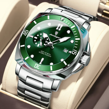 Poedagar 873 Men's Luxury Quartz Watch – Stainless Steel Band, Waterproof, Luminous, Date