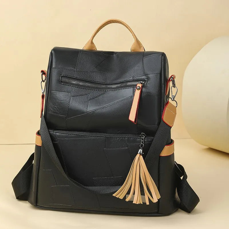 Hochwertiger Damen-Rucksack, einfarbig, wasserdicht, Reiserucksack, lässige Schultaschen, Mädchen-Umhängetasche