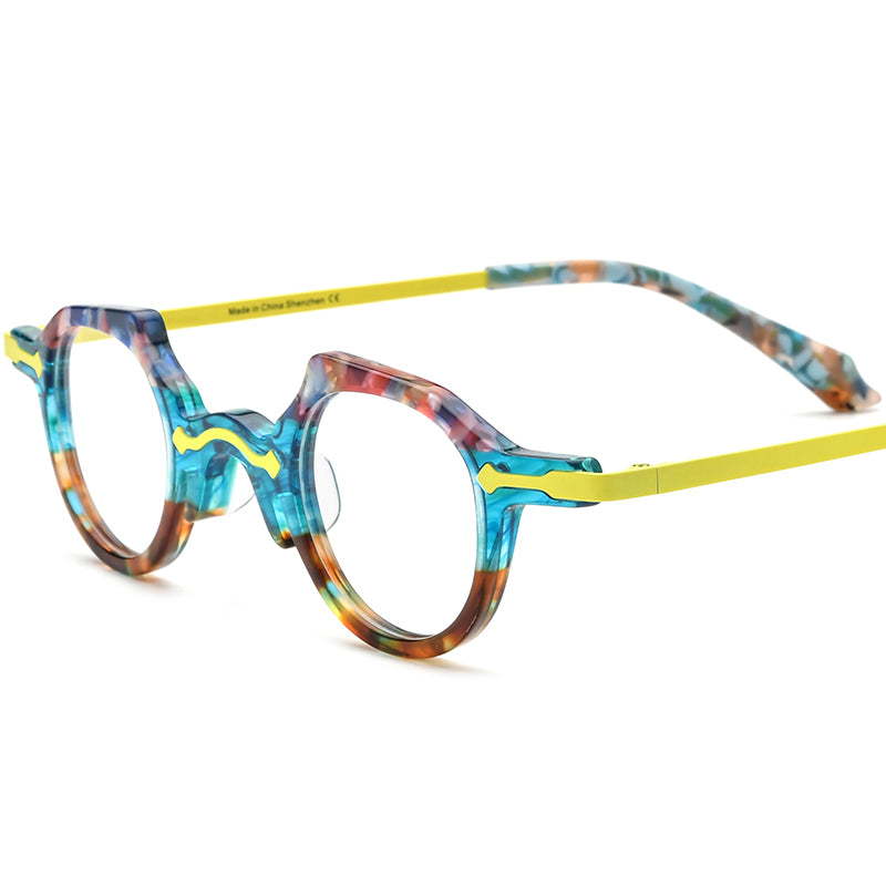 Retro Small Cat Eye Acetate Optical Glasses Frame - Yellow - MCROONS