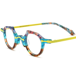 Retro Small Cat Eye Acetate Optical Glasses Frame - Yellow - MCROONS