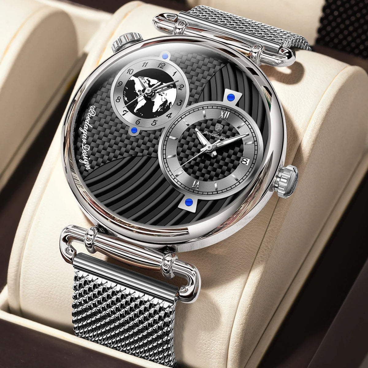 Poedagar 848 Men's Luxury Quartz Watch – Stainless Steel Band, Waterproof, Luminous, Date