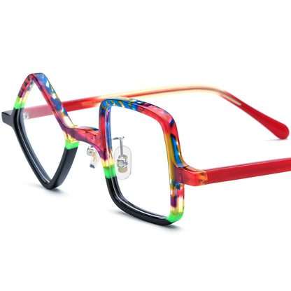 Retro Irregular Geometric Acetate Optical Glasses Frame - Colorful Black - MCROONS