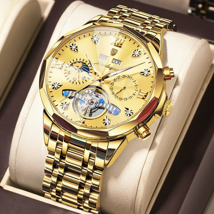 Poedagar 1422 Men's Luxury Automatic Mechanical Watch – Stainless Steel Band, Waterproof, Luminous, Date