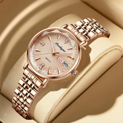 Poedagar 312 Women's Luxury Quartz Watch – Stainless Steel Band, Waterproof, Date