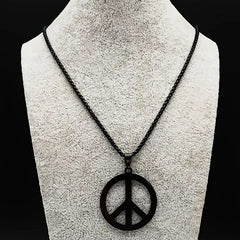Wholesale Stylish Peace Sign Minimalist Sport Casual Jewelry for Men Accessories Party Gift for Unisex Stainless Steel Necklace