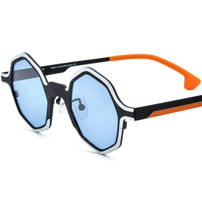 Colourful Titanium Polygon Polarised Sunglasses Vintage - Black - MCROONS