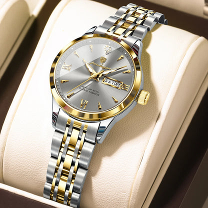 Poedagar 504 Women's Luxury Quartz Watch – Stainless Steel Band, Waterproof, Luminous, Date