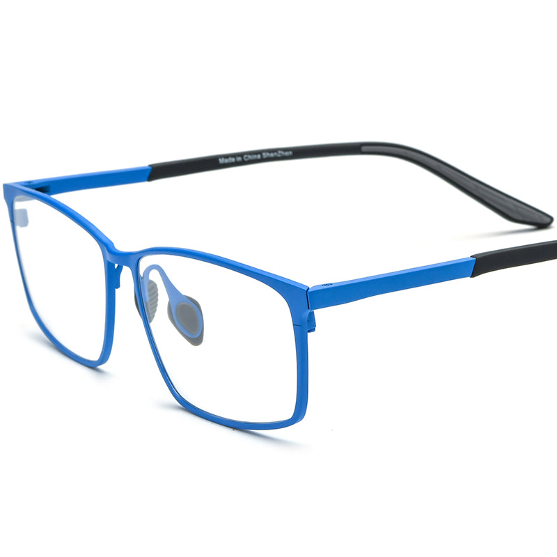 Lightweight Pure Titanium Square Optical Glasses Frame - Blue - MCROONS