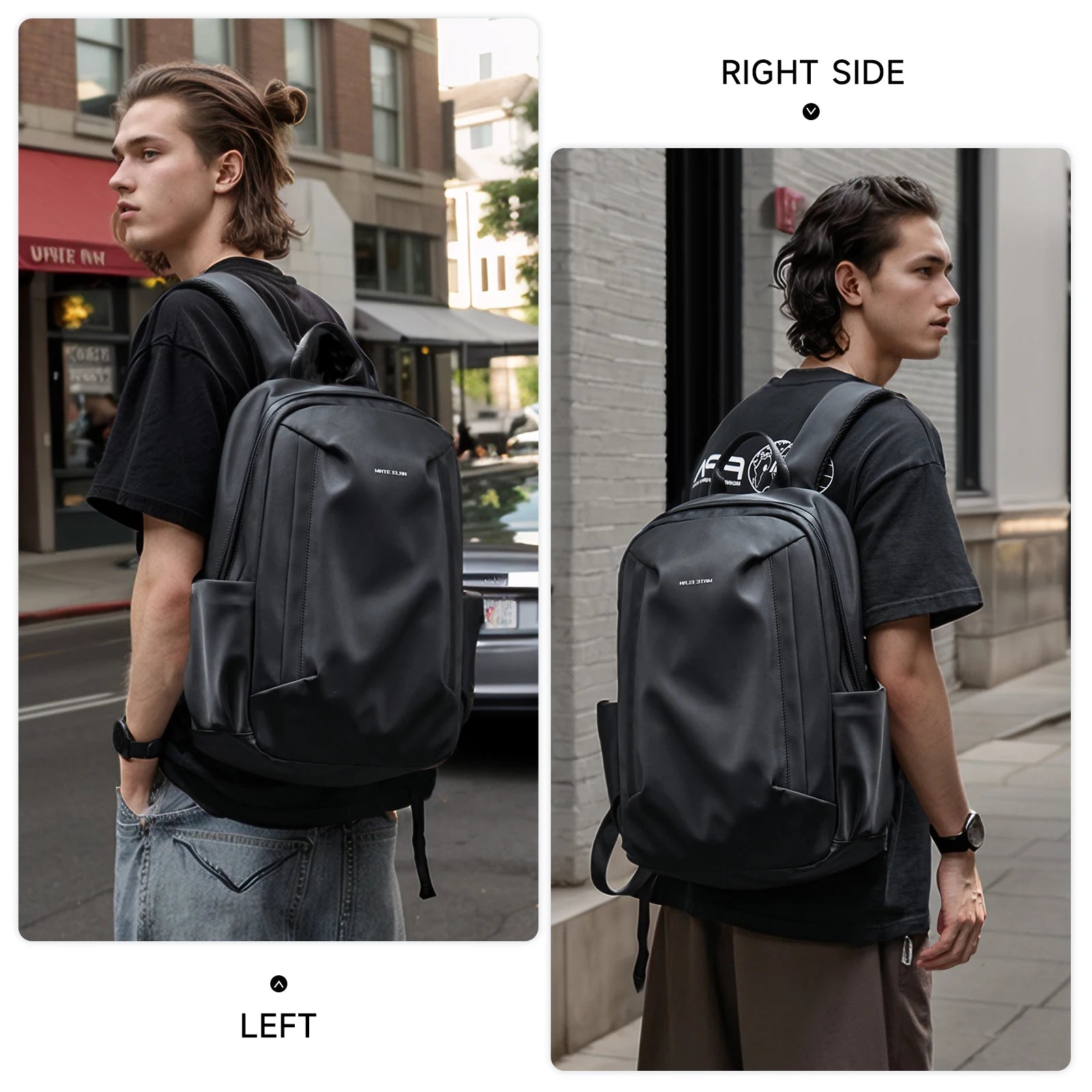 Mate Elan Black Men'S Backpack Oxford Anti-Theft Bags Waterproof 16-Inch Laptop Backpack for Men Business Travel School Knapsack