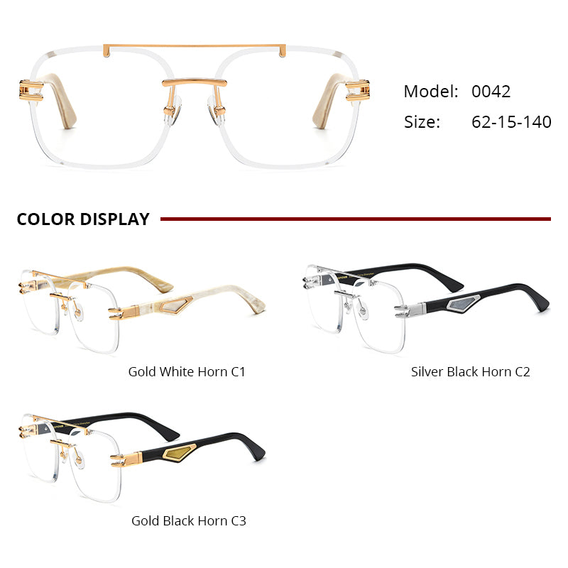 Oversize Buffalo Horn Optical Glasses - MCROONS - angle view