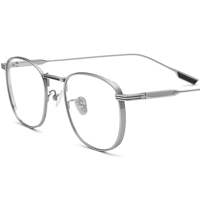 Retro Pure Titanium Square Optical Glasses - Silver - MCROONS