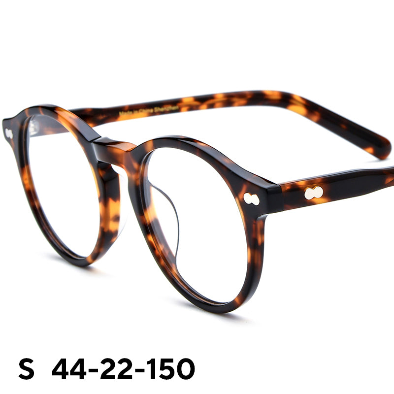 Retro Round Acetate Optical Glasses Frame Designer - Leopard - MCROONS