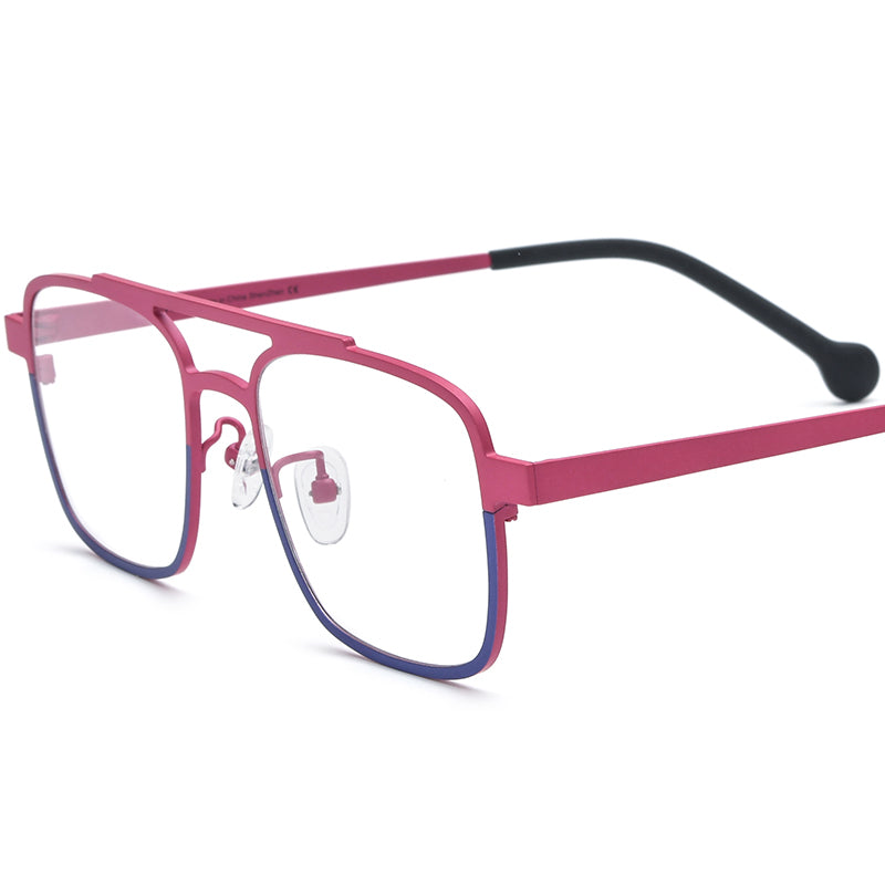 Titanium Aviator Optical Glasses Frame Retro Pilot - MCROONS - Matte Red