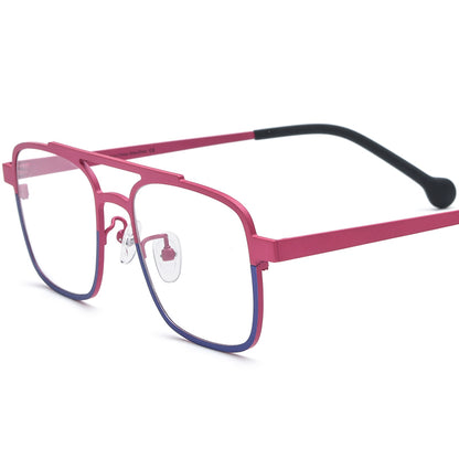 Titanium Aviator Optical Glasses Frame Retro Pilot - MCROONS - Matte Red