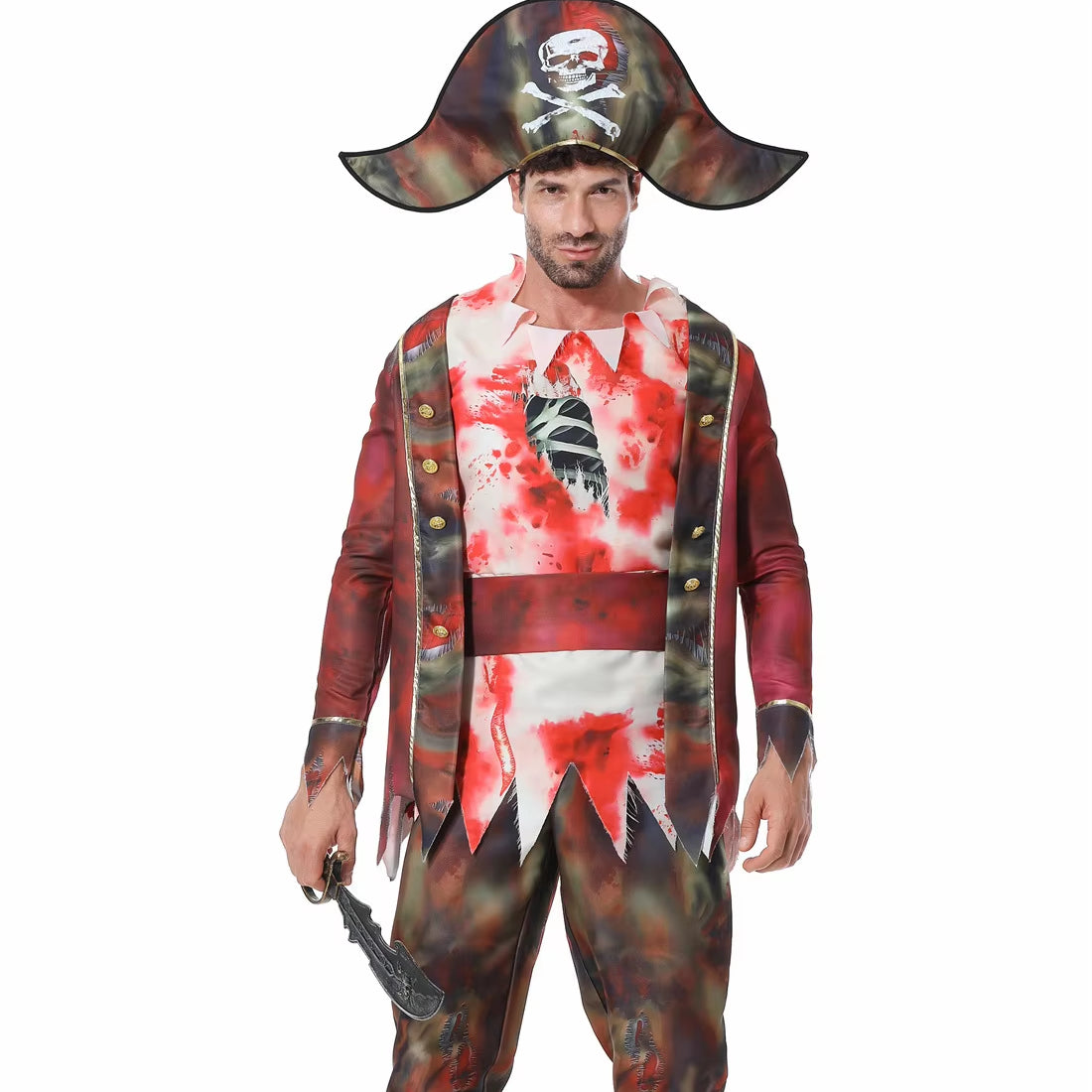 Skeleton Zombie Pirate Captain Halloween Costume