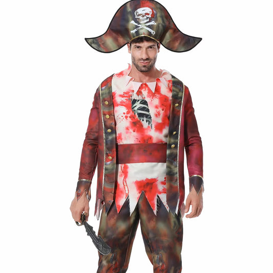 Skeleton Zombie Pirate Captain Halloween Costume