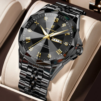 Poedagar 698 Men's Luxury Quartz Watch – Stainless Steel Band, Waterproof, Luminous, Date
