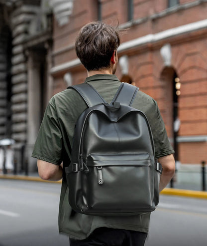 MOYYI Men's PU Leather Travel Backpack with Laptop Compartment