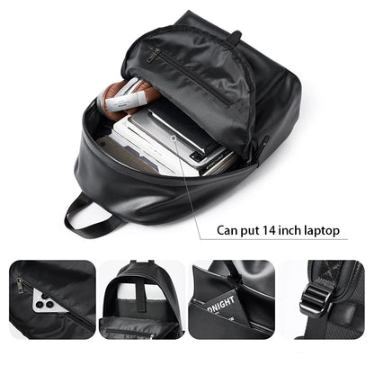 MOYYI Fashion PVC Leather Laptop Backpack for Men Anti-Theft Waterproof Men'S Backpacks Travel School Bags Outdoor