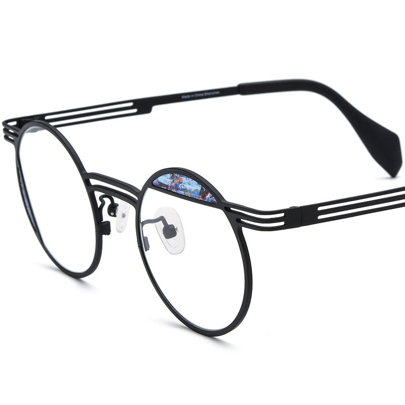 Ultralight Titanium Round Optical Glasses - Blue Black - MCROONS