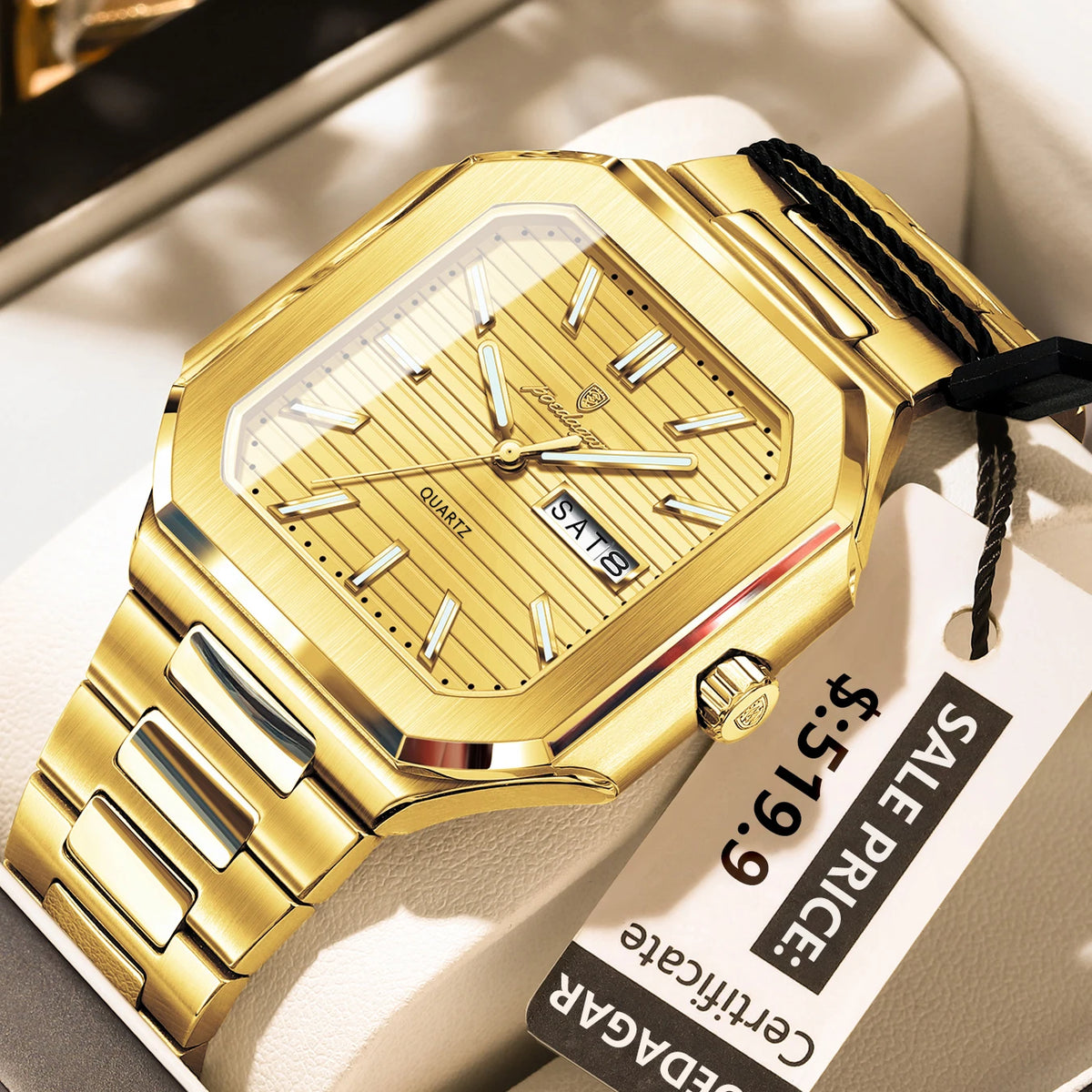 Poedagar 672 Men's Luxury Quartz Watch – Stainless Steel Band, Waterproof, Luminous, Date