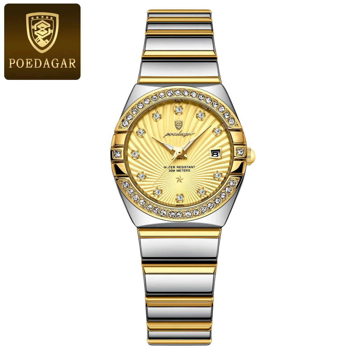 Poedagar 302 Women's Luxury Quartz Watch – Stainless Steel Band, Waterproof, Luminous, Date