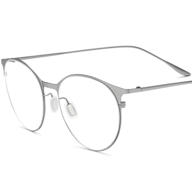 Ultralight Titanium Alloy Round Optical Glasses - Silver - MCROONS