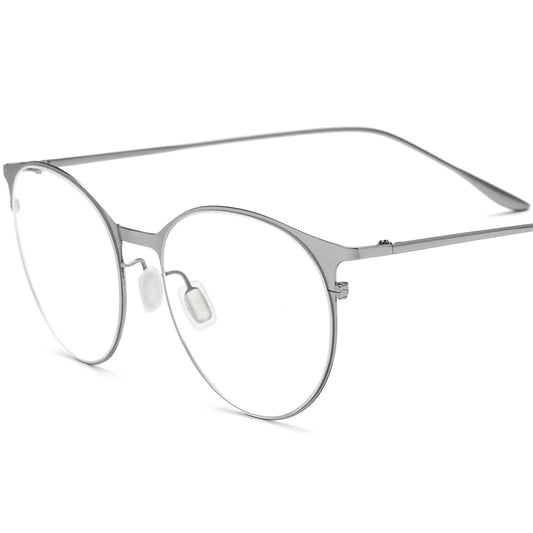 Ultralight Titanium Alloy Round Optical Glasses - Silver - MCROONS